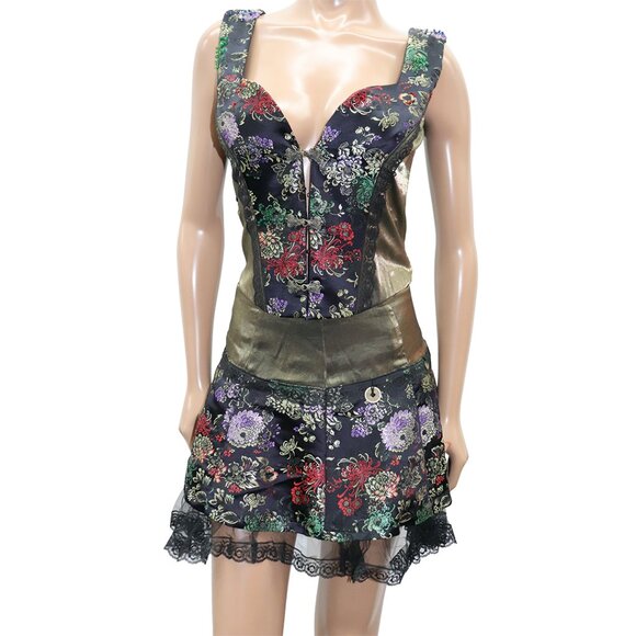 Stunning Lolita Asian Ornate 2-Piece Bustier Mini Skirt Set Size S - Picture 2 of 5